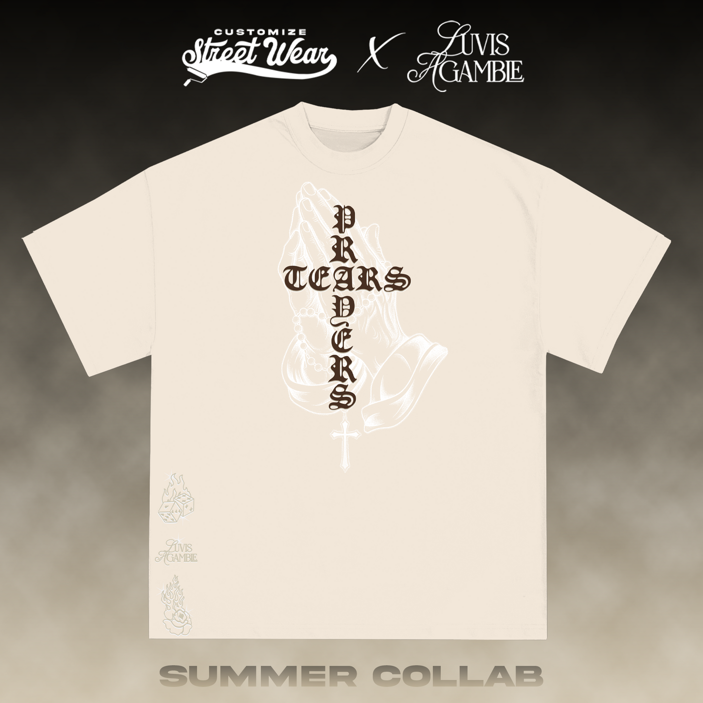Prayer Tears Tee – Cream | Customize Street Wear × Love Is A Gamble