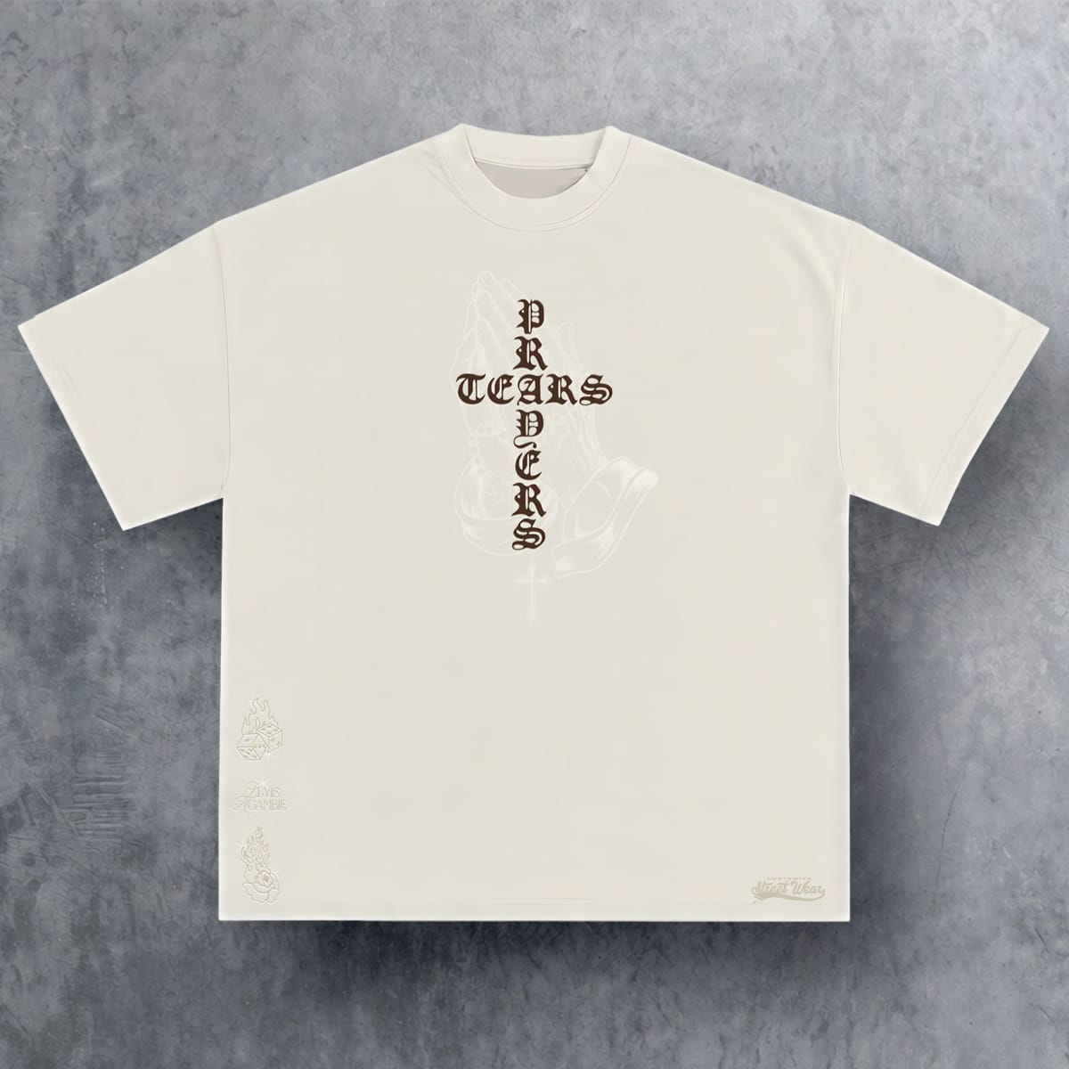 Prayer Tears Tee – Cream | Customize Street Wear × Love Is A Gamble