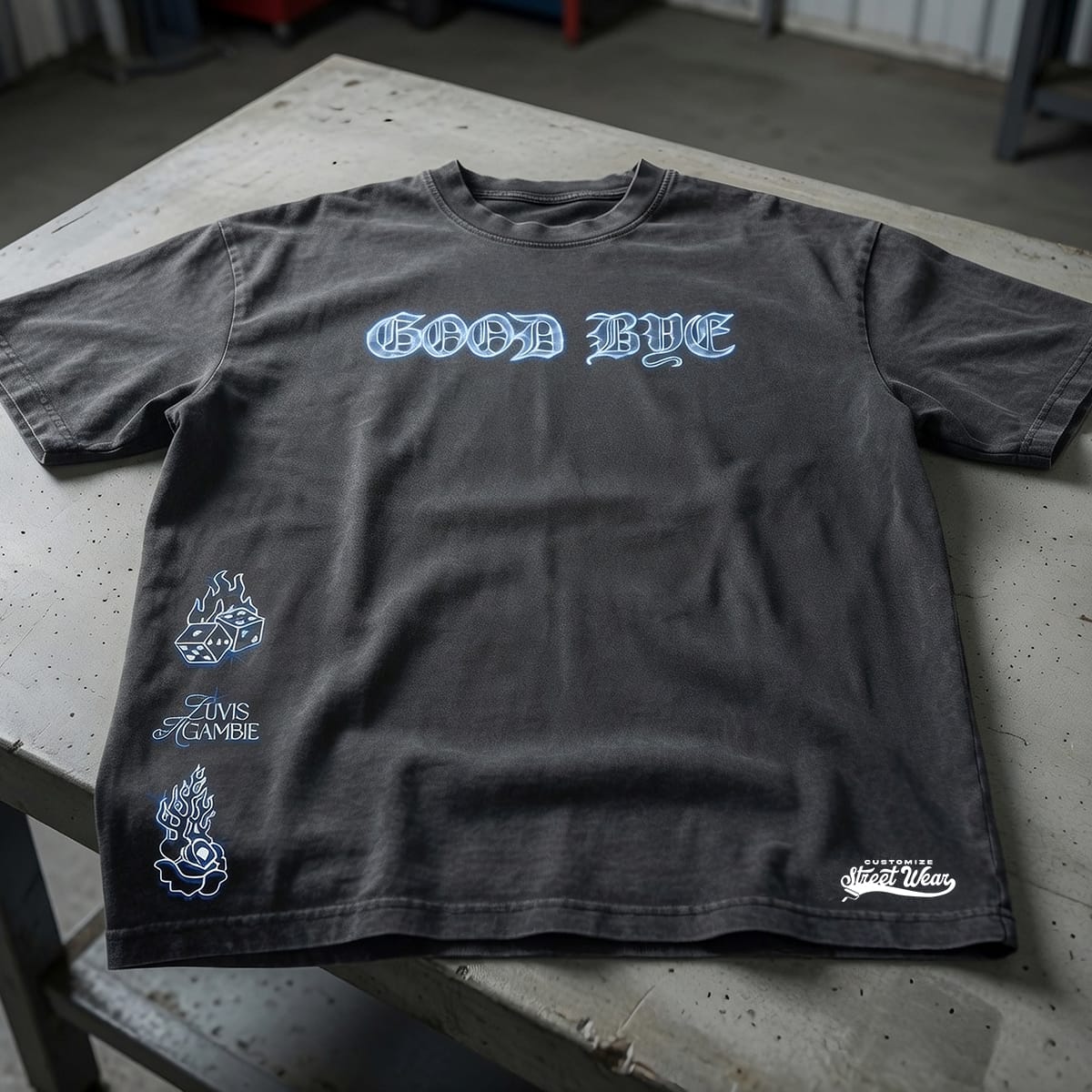 Goodbye Dice Tee – Vintage Black | Customize Street Wear × Love Is A Gamble